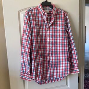 Old Navy Red and White Plaid Button-Down Shirt
